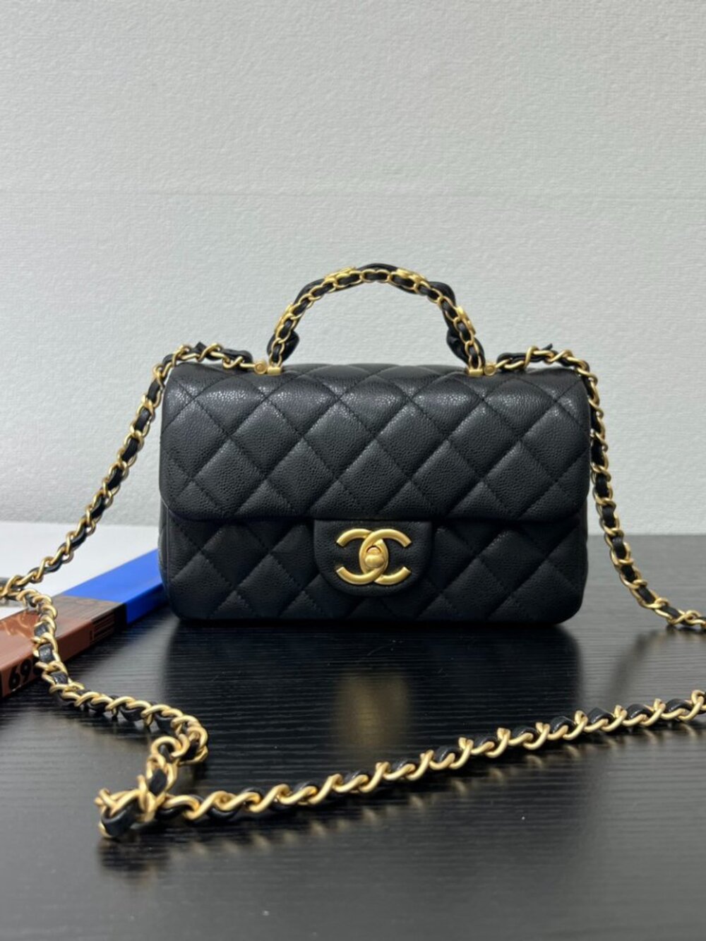 Chanel Mini Flap Bag with Top Handle - Black